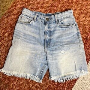Lee Light Blue Frayed Jean Shorts